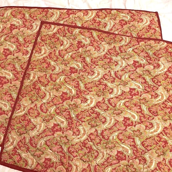 Two Pottery Barn Georgia Patchwork Quilted Standard Shams, Red Paisley, Set of 2 - Picture 1 of 7